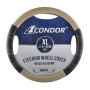Чехол на руль Condor XL 41-43см, имитация кожи, черный с бежевыми вставками