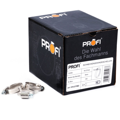 Хомуты Profi 16-27/W2, 9мм, 100шт