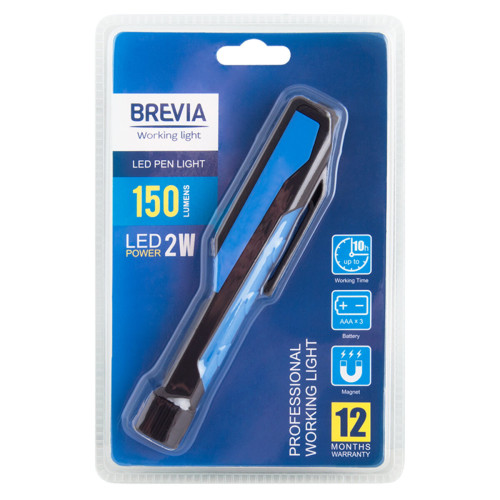 Ліхтар інспекційний Brevia LED Pen Light 2W LED, 150lm, IP20, IK05, 3xAAA 11390