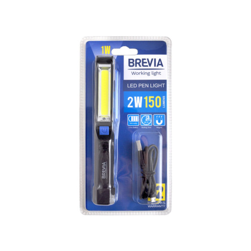 Ліхтар інспекційний Brevia LED Pen Light 2W COB+1W LED 150lm 900mAh microUSB