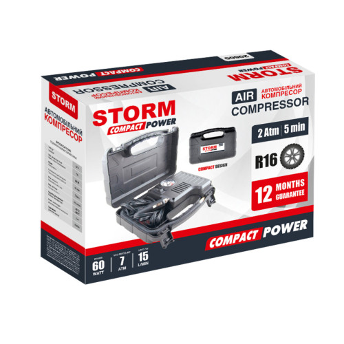 Компрессор автомобильный Storm Compact Power 12В, 7 Атм, 15 л/мин., 60 Вт, дл. шланга 0,45