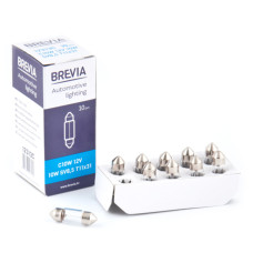 Лампа розжарювання Brevia C10W 12V 10W SV8.5 T11x31 CP, 10шт Лампа розжарювання Brevia C10W 12V 10W SV8.5 T11x31 CP, 10шт