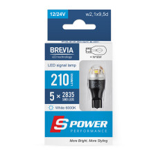 LED автолампа Brevia S-Power W16W 210Lm 5x2835SMD 12/24V CANbus, 2шт LED автолампа Brevia S-Power W16W 210Lm 5x2835SMD 12/24V CANbus, 2шт