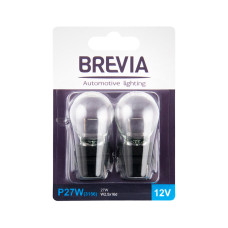 Лампа розжарювання Brevia P27W 12V 27W W2.5x16q прозора 2шт Лампа розжарювання Brevia P27W 12V 27W W2.5x16q прозора 2шт