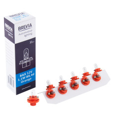 Лампа розжарювання Brevia BAX 12V 1,1W B8,4d Orange CP, 10шт Лампа розжарювання Brevia BAX 12V 1,1W B8,4d Orange CP, 10шт