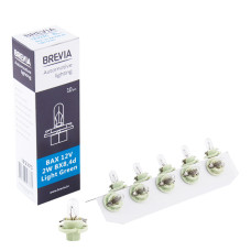 Лампа розжарювання Brevia BAX 12V 2W BX8,4d Light Green CP, 10шт Лампа розжарювання Brevia BAX 12V 2W BX8,4d Light Green CP, 10шт