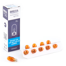Лампа розжарювання Brevia WY5W 12V 5W W2.1x9.5d AMBER CP, 10шт Лампа розжарювання Brevia WY5W 12V 5W W2.1x9.5d AMBER CP, 10шт