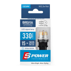 LED автолампа Brevia S-Power P27W (3156) 330Lm 15x2835SMD 12/24V CANbus, 2шт LED автолампа Brevia S-Power P27W (3156) 330Lm 15x2835SMD 12/24V CANbus, 2шт