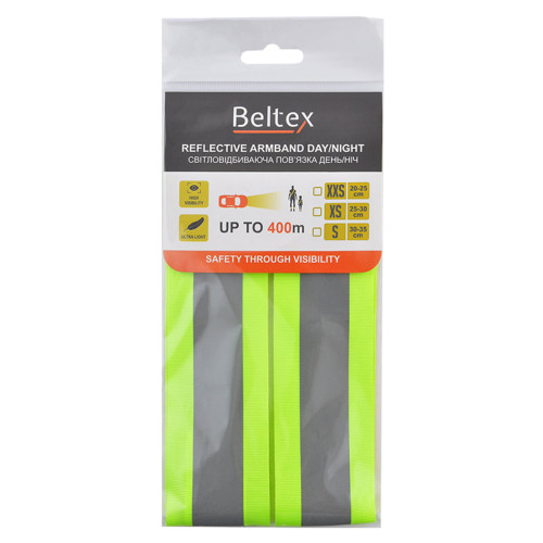 Светоотражающая детская повязка Beltex желтая день/ночь S 30-35см