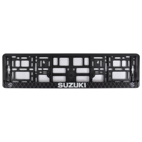 Рамка Сarlife під номер, кольоровий друк, Suzuki біло-чорна