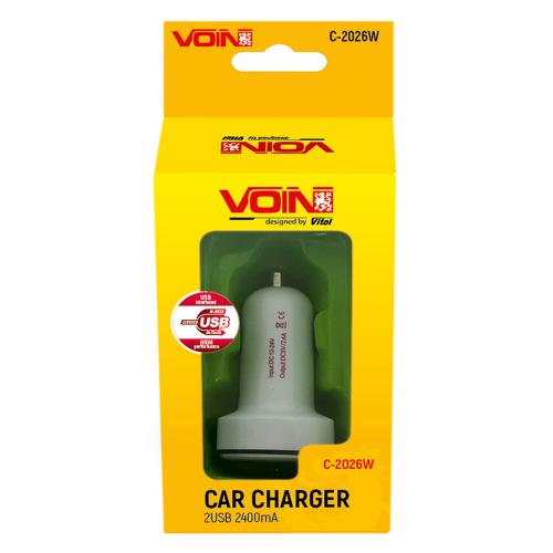 Автомобільний зарядний пристрій VOIN C-2026W 2USB (12 / 24V - 5V 2,4A) (C-2026W)