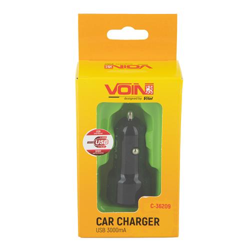 Автомобільний зарядний пристрій VOIN C-36209, 1USB (12/24V - 5V 3,0A) (C-36209)