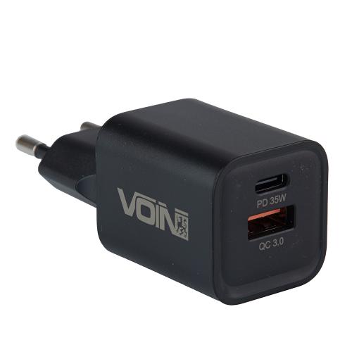 Сетевое зарядное устройство VOIN 35W, 1 USB, QC3.0 18W + 1 PD 35W (LC-36525)
