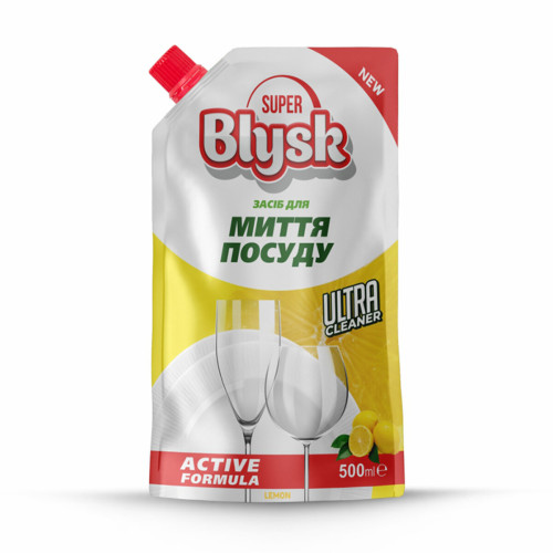 Засіб для миття посуду Super Blysk лимон дой-пак, 500мл