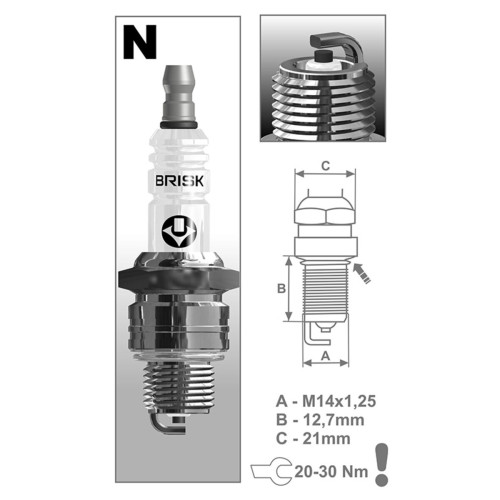 Свічка запалювання Brisk Super N17C, 4шт