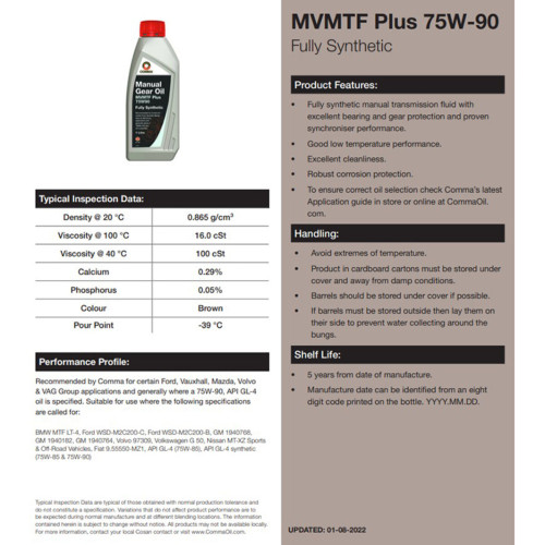 Трансмісійне масло Comma MVMTF 75W-90 FS PLUS 5л