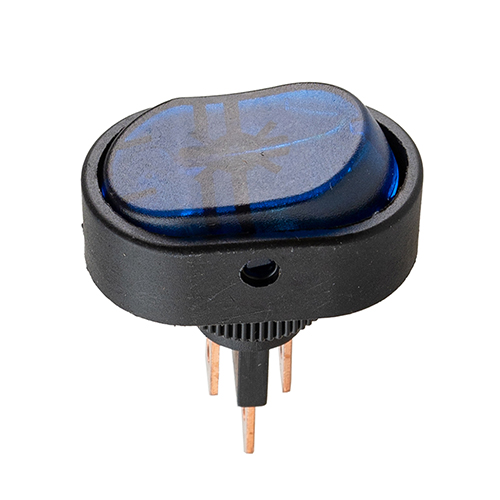 Переключатель on-off с подсветкой 12V овал Blue 19*31*20мм (YJ-WH17B)