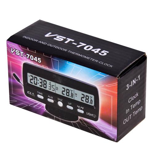 Термометр внутренней / внешней температуры, часы подсветка VST 7045 (VST-7045)