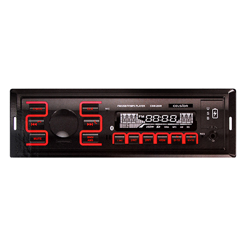 Бездисковый MP3/SD/USB/FM проигрыватель Celsior CSW-205R Bluetooth/APP (Celsior CSW-205R)