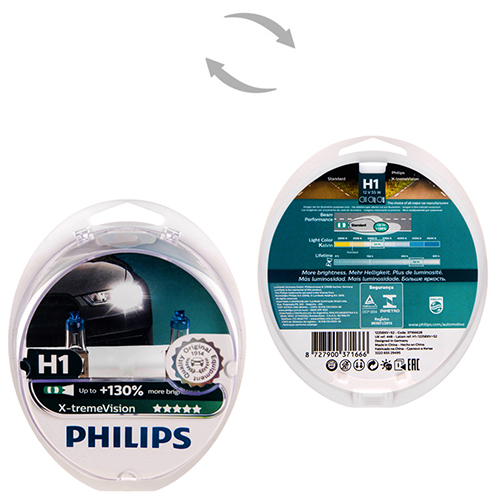 Автолампа Philips X-treme Vision H1 +130% 12V 55W P14,5s 2 шт. (12258XV+S2)