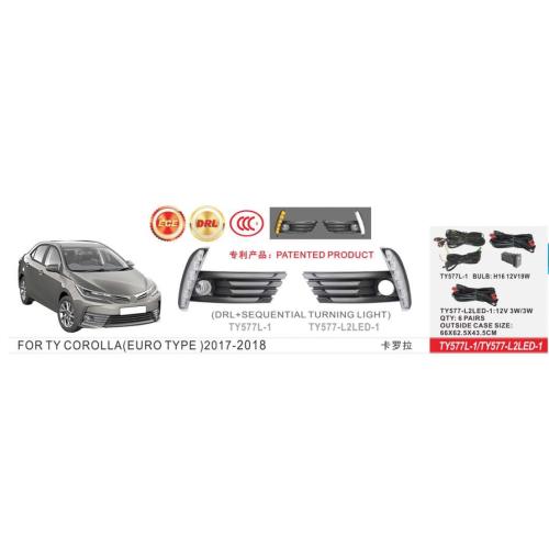 Протитуманні фари Toyota Corolla 2016-18, TY-577L1-A, H11-12V55W+DRL-3W, 3W, FOG+DRL+TURN, eл.проводка