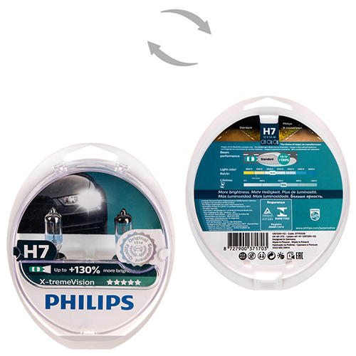 Автолампа Philips X-treme Vision H7 +130% 12V 55W PX26d 2 шт. (12972XV+S2)