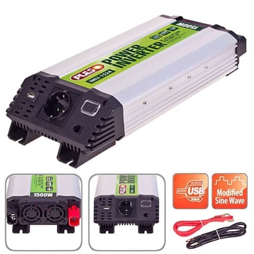 Перетворювач напруги PULSO, IMU-1524, 24V-220V, 1500W, USB-5VDC2.0A, мод.хвиля, клеми