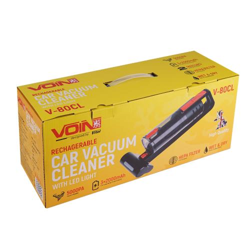 Пилосос "VOIN" V-80CL 100W/АКБ-3х2000mAh/Turbo щітка/Led ліхтар/вологе та сухе чищення/сумка (V-80CL
