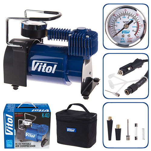 Компрессор ViTOL К-40 10 атм. 14Amp 37л прикуриватель