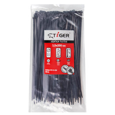 Хомут пластиковий Tiger ТСТ W3.5 х 200 100 шт., уп. чорний Хомут пластиковий Tiger ТСТ W3.5 х 200 100 шт., уп. чорний