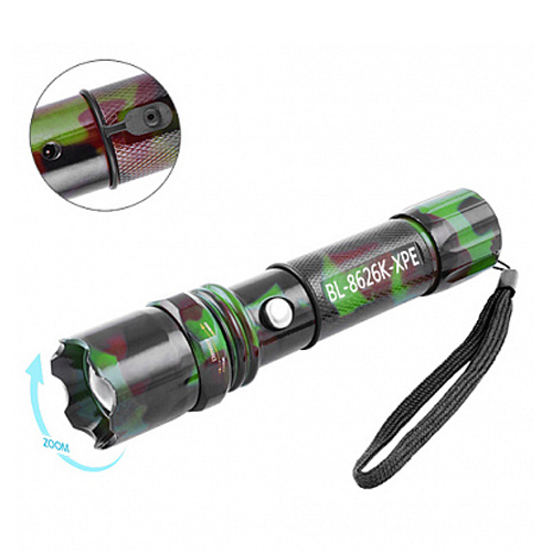 Фонарь диодный Police T8626K-XPE, ЗУ 220V/12V, 1х18650/3хААА, zoom, камуфляж (T8626K-XPE)