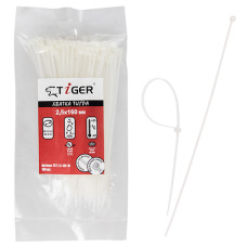 Хомут пластиковий Tiger ТСТ W2.5 х 160 100 шт., уп. бiлий Хомут пластиковий Tiger ТСТ W2.5 х 160 100 шт., уп. бiлий