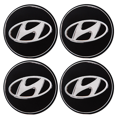 Наклейки на ковпаки "HYUNDAI" чорні, діам. 90 мм (4 шт.)