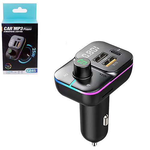 Модулятор FM 5в1 С24S 12-24v 2USB 5V-3.1A Type C 5V-3.1A BT5.0 RGB-ambient light (C24S)