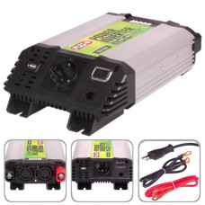 Перетворювач напруги PULSO, ISU-620, 12V-220V, 600W, USB-5VDC2.0A, син.хвиля, клеми