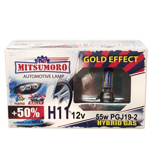 Автолампа MITSUMORO Н11 12v 55w PGJ19-2 v 2 +50 gold effect (ближній, ВТФ)