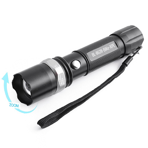 Фонарь диодный T8628/T862Bike-XPE, ЗУ 220V/12V, 1х18650, zoom, велокрепление, Box (T8628/T862Bike-XP