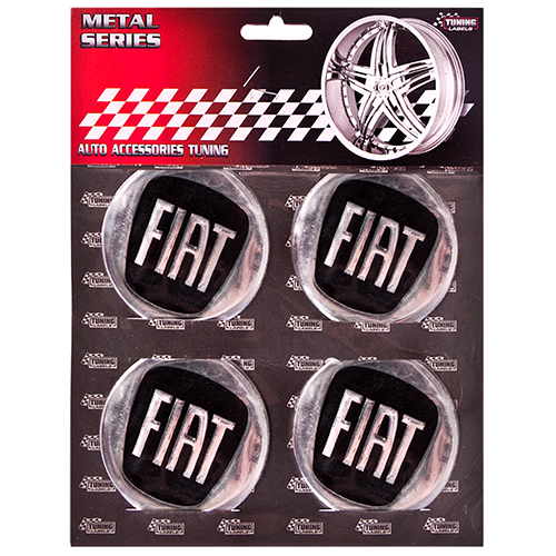 Наклейки на ковпаки "FIAT" чорні, діам. 55 мм (4 шт)