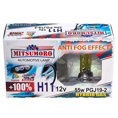Автолампа MITSUMORO Н11 12v 55w PGJ19-2 v 2 +100 anti fog effect (ближний, птф) (M72110 FG/2)