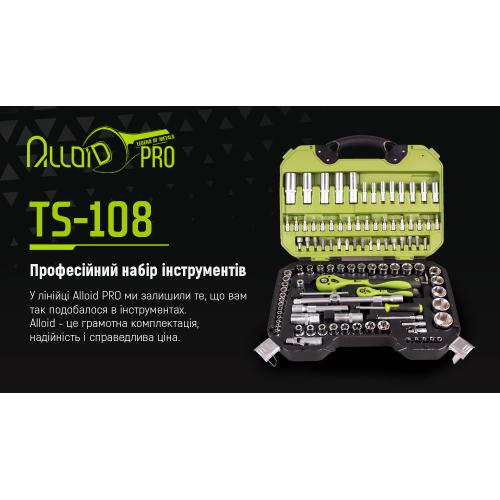 Hабір інструменту Alloid 1/2" і 1/4" 6-гр.108 предметів (TS-108)