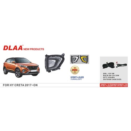 Протитуманні фари Hyundai IX25, CRETA, 2017-, HY-9571-LED, DRL+Повороти, ел.проводка