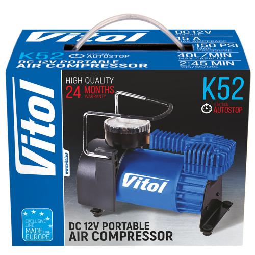 Компрессор ViTOL К-52 10 атм. 15Amp 40л Автостоп прикуриватель
