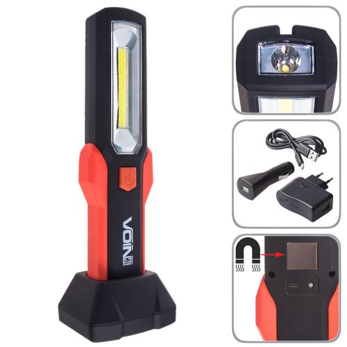 Переносная лампа "VOIN" VL-191 12V, 220V, 3W-COB+2 LED-НР, АКБ, USB+microUSB, магнит, база (VL-191)