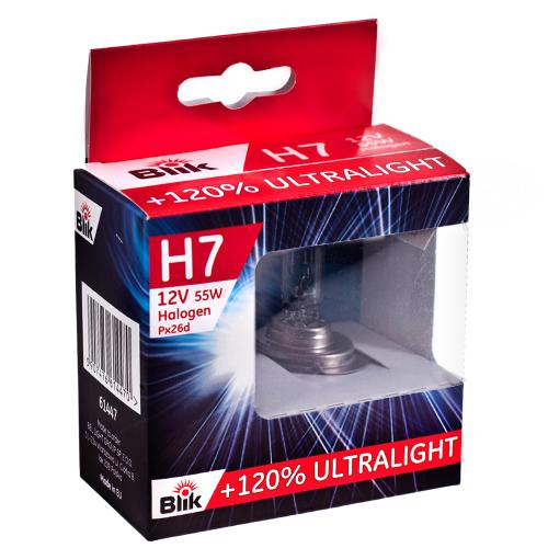 Лампа Blik галогенна Н7 12V, 55W PX26D +120%