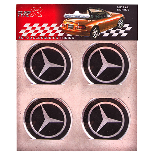 Наклейки на ковпаки "MERCEDES" чорні, діам. 55 мм (4 шт.)