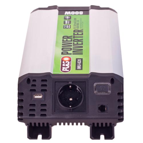 Перетворювач напруги PULSO, IMU-820, 12V-220V, 800W, USB-5VDC2.0A, мод.хвиля, клеми