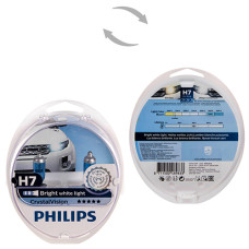 Автолампа Philips Crystal Vision H7 12V 55W PX26d 2 шт. (12972CVSM) белый яркий свет Автолампа Philips Crystal Vision H7 12V 55W PX26d 2 шт. (12972CVSM) белый яркий свет