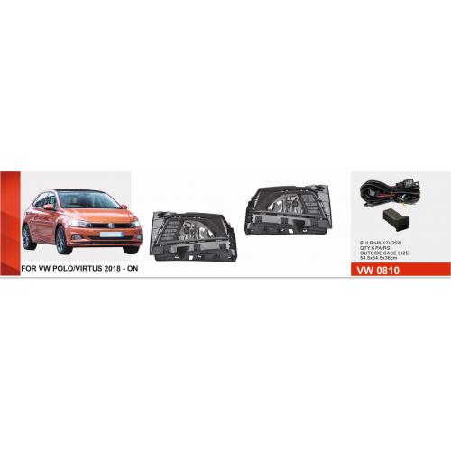 Протитуманні фари VW Polo 6 2017-21, VW-0810, H8-12V35W+LED-6W, 6W, FOG+DRL+TURN, eл.проводка