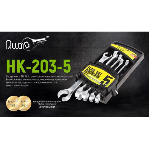 Alloid. Набор ключей разрезных, 5 предм, 08х10 - 15х17 мм.(НК-203-5) (НК-203-5)