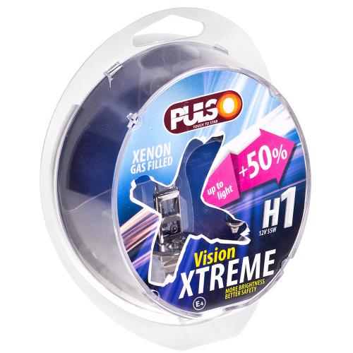 Лампы PULSO галогенные H1 P14.5S 12v55w+50% X-treme Vision plastic box (LP-12553)